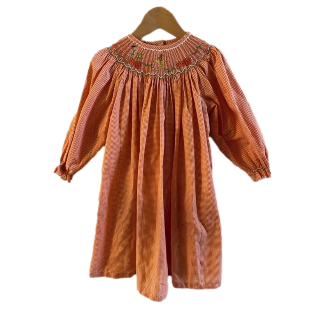 WISH UPON A STAR Bishop dress smocked pumpkin Halloween Thanksgiving dress Sz 3T